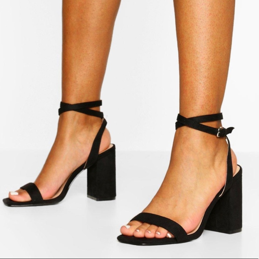 Strappy black heels